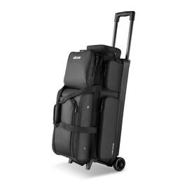 VEVOR - Bowling Ball Bag, 3 Ball Double Roller Bowling Bag with Wheels, Featuring a Separate Compartment for Shoes - Black