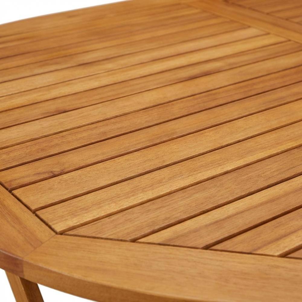Alt View 2. Outdoor Escape - Oil-Finished Wooden Patio Dining Table and 6 Patio Chairs - Brown.