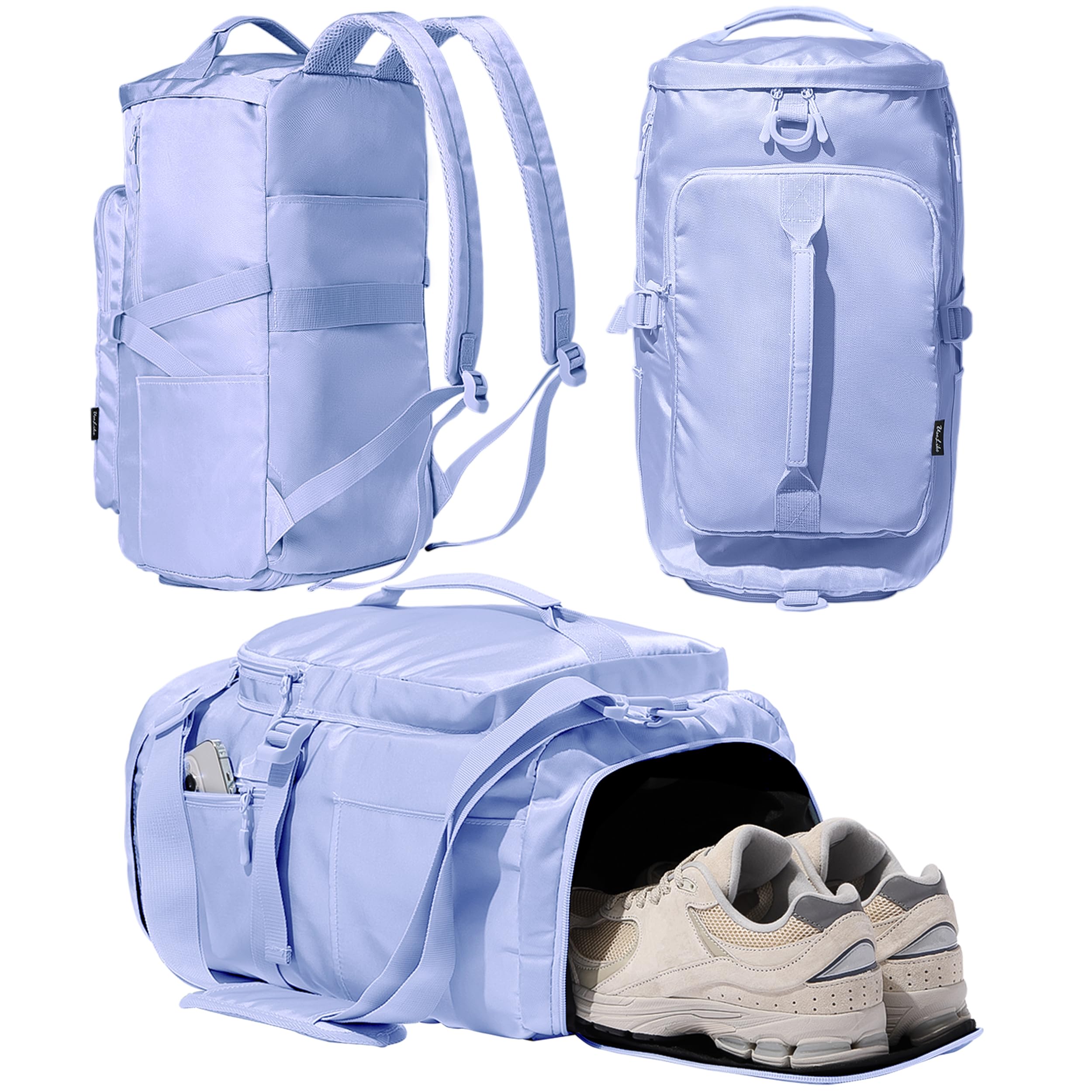 Front. Stamp n Camp - Gym Bag For Women Workout Backpack With Shoe Compartment Sports Duffel Multiple Pockets 30l (purple Ash) - Lavender.