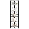Gymax - 5-tier Corner Display Rack Corner Ladder Bookshelf w/ Sturdy Metal Frame Oak & Black - Oak, Black