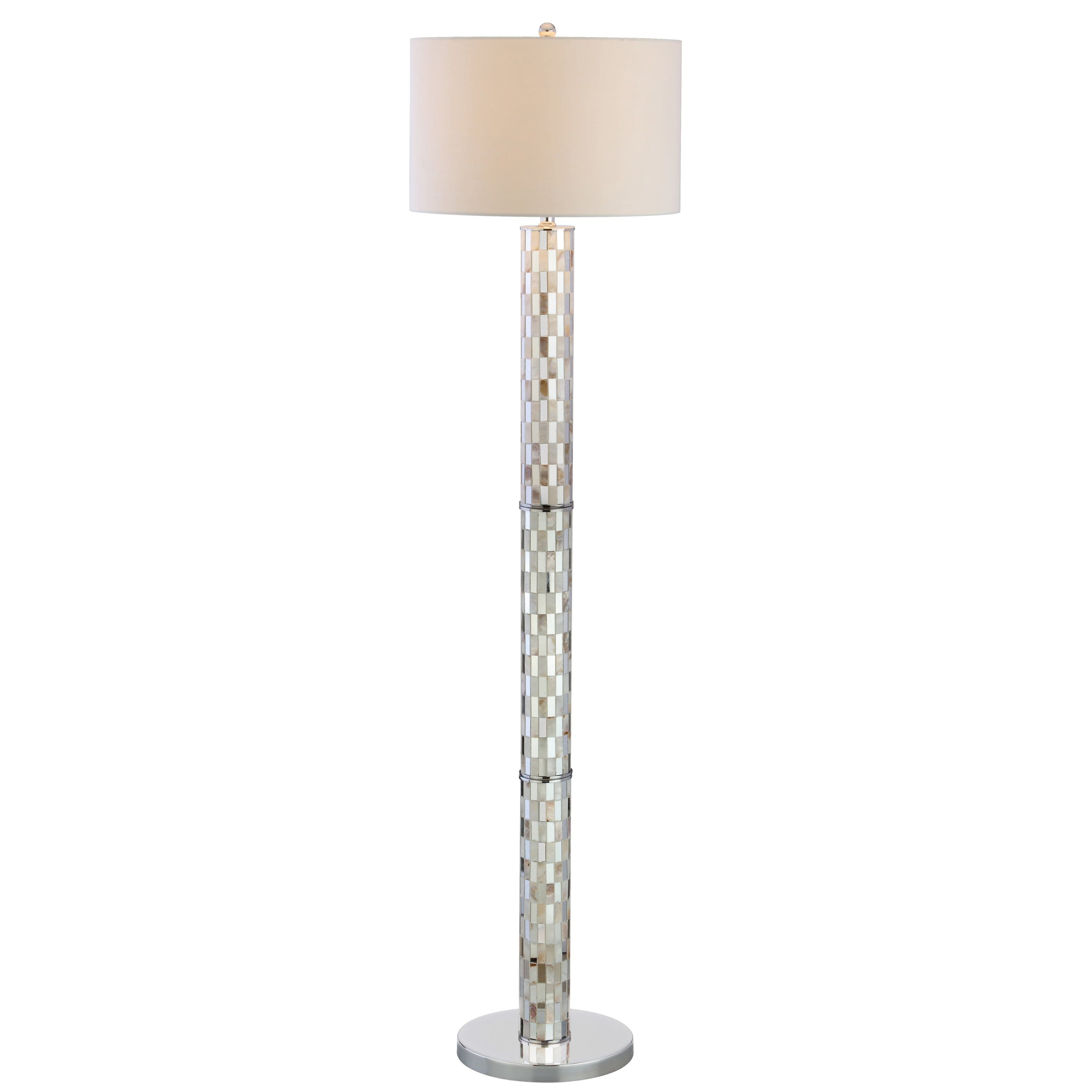 "Jonathan Y - Liam 63.5"" Seashell Mosaic LED Floor Lamp, Cream - Cream/Chrome" price history on PriceWatchPro