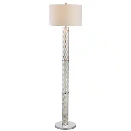 Front. Jonathan Y - Liam 63.5" Seashell Mosaic LED Floor Lamp, Cream - Cream/Chrome.