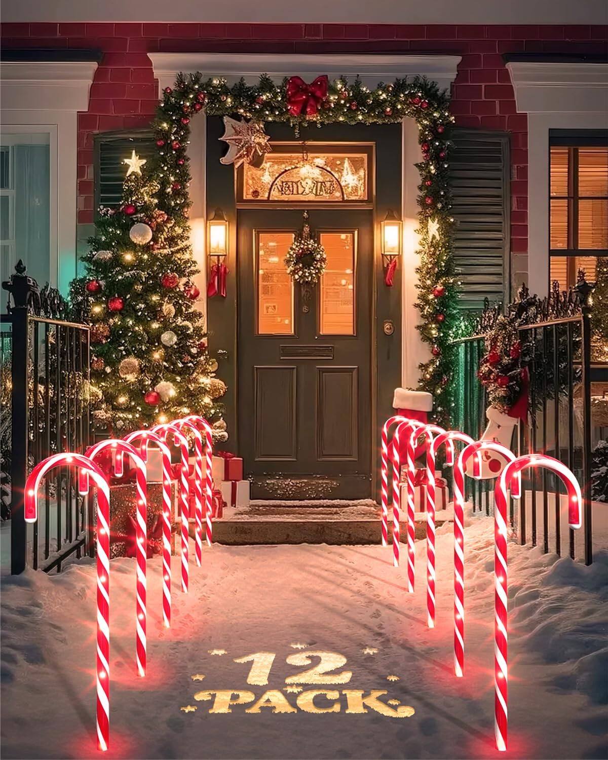 PARKER SLATER - 12 Pack Christmas Candy Cane Pathway Markers