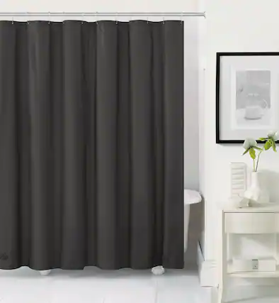Front. Kate Aurora - Kate Aurora Hotel Heavy Duty 10 Gauge Vinyl Shower Curtain Liners - Black 72" x 72" Standard Shower Curtain Liner - Black.