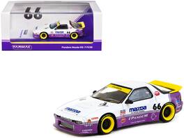 Tarmac Works - Mazda RX-7 FC3S Pandem RHD (Right Hand Drive) #66 with Graphics Hobby64 Series 1/64 Diecast Model Car - White and Purple