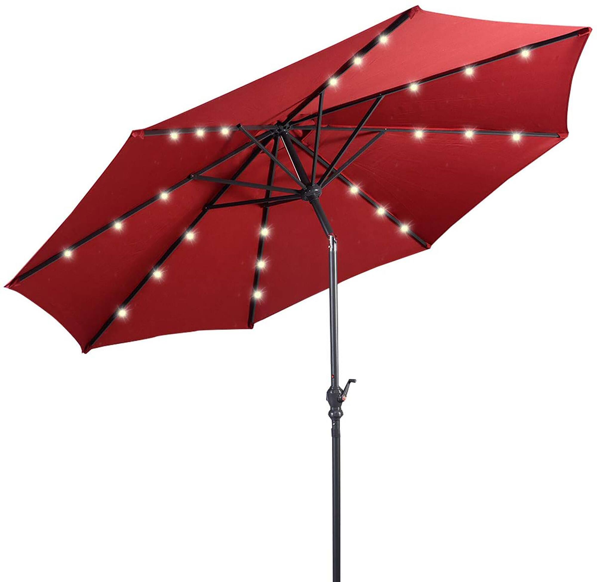 Alt View 9. Costway - Costway 10ft Solar Lights Patio Umbrella Outdoor W/ 36 LBS Steel Umbrella Stand - Wine.