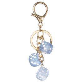 Unique Bargains - Lucky Dice Keychain Charm, Resin 3D Cube Mini Dice Keyrings Holder with 3 Pendants for Bag, Wallet, Purse, Car, Phone - Sky Blue