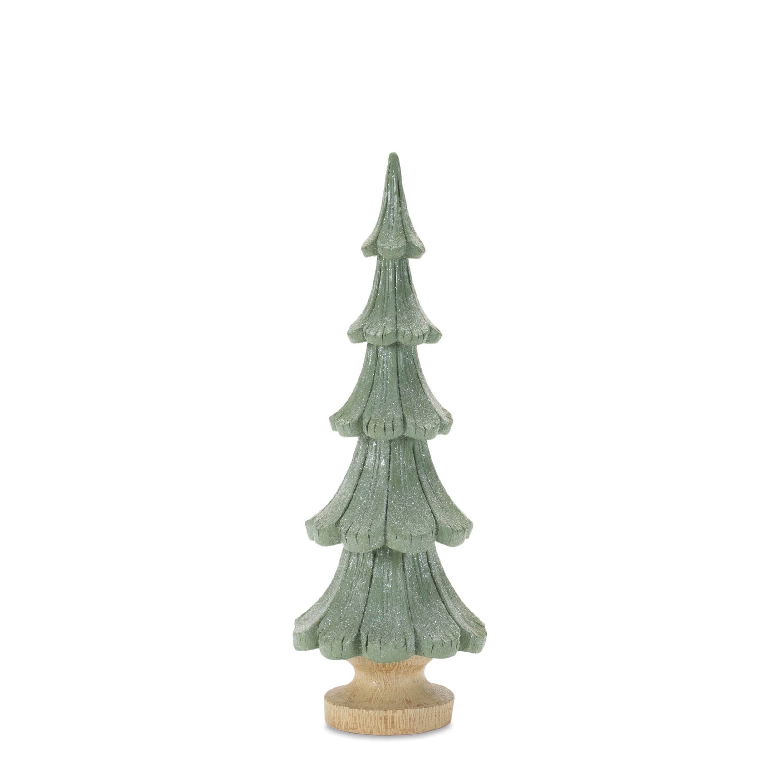 Left. BreeBe - Glittered Pine Tree (Set of 3) - Green, Beige.