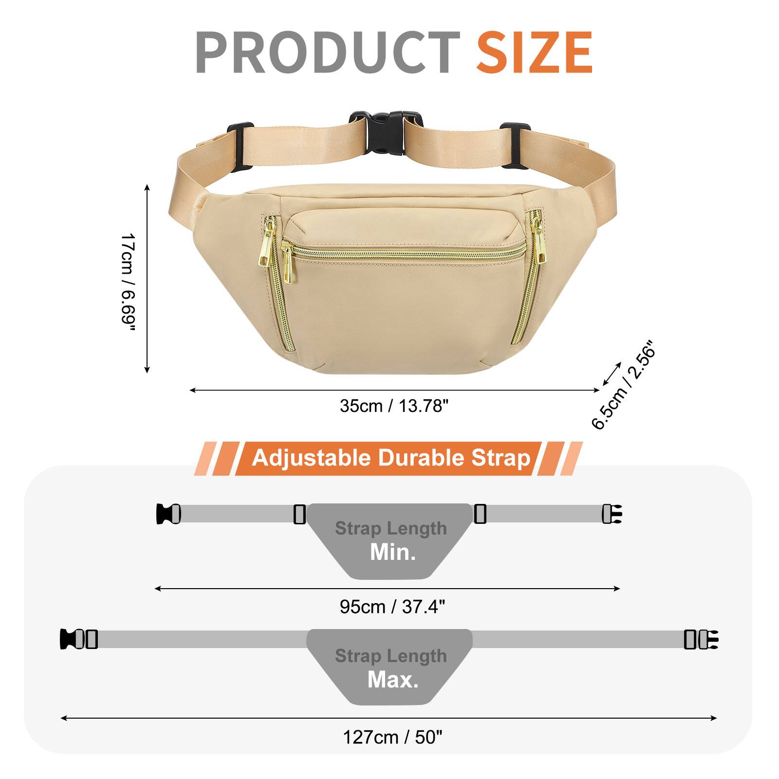 PRODUCT SIZE

- 17cm / 6.69"
- 35cm / 13.78"
- 6.5cm / 2.56"

Adjustable Durable Strap

- Strap Length Min. 95cm / 37.4"
- Strap Length Max. 127cm / 50"