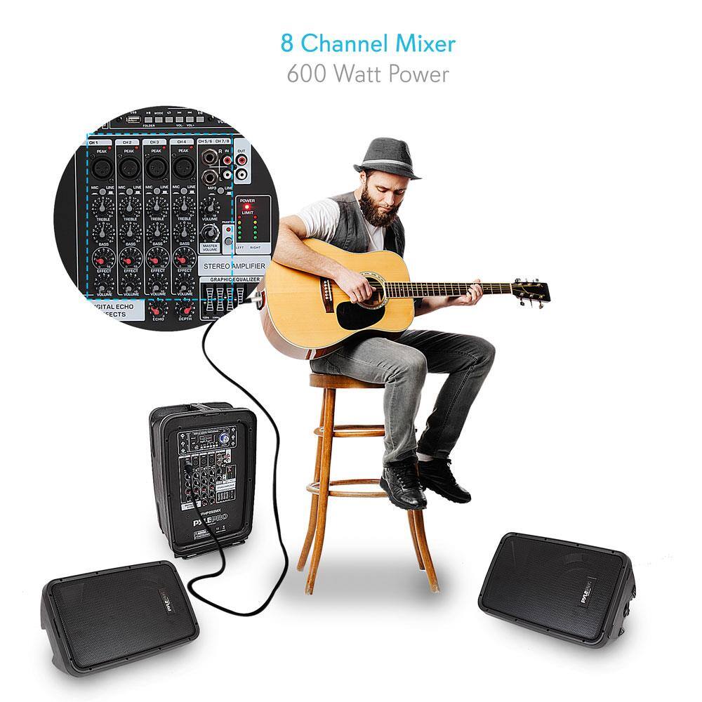 8 Channel Mixer  
600 Watt Power  

STEREO AMPLIFIER  
GRAPHIC EQUALIZER  
DIGITAL ECHO EFFECTS  

PD-1000