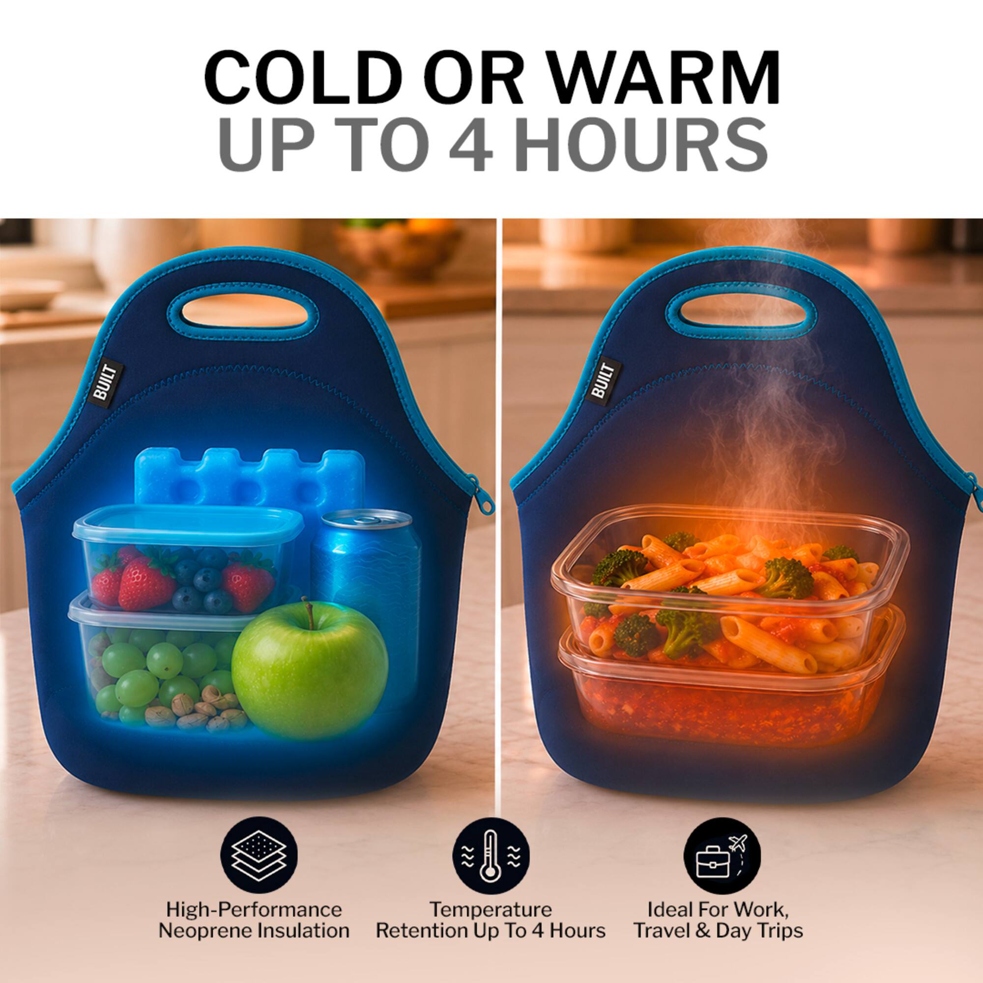 COLD OR WARM UP TO 4 HOURS

High-Performance Neoprene Insulation

Temperature Retention Up To 4 Hours

Ideal For Work, Travel & Day Trips
