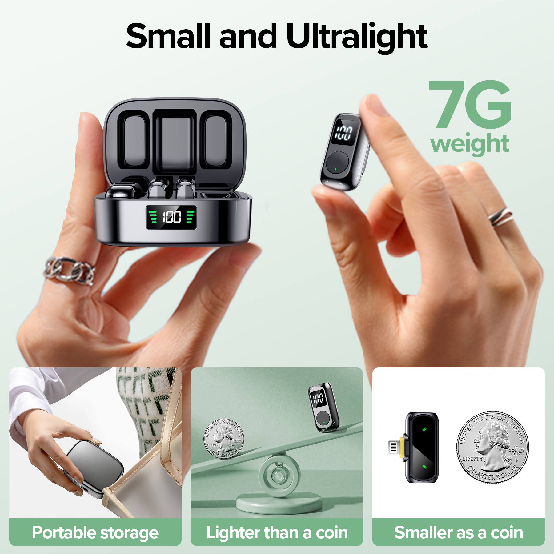 Small and Ultralight  
7G weight  

Portable storage  
Lighter than a coin  
Smaller as a coin