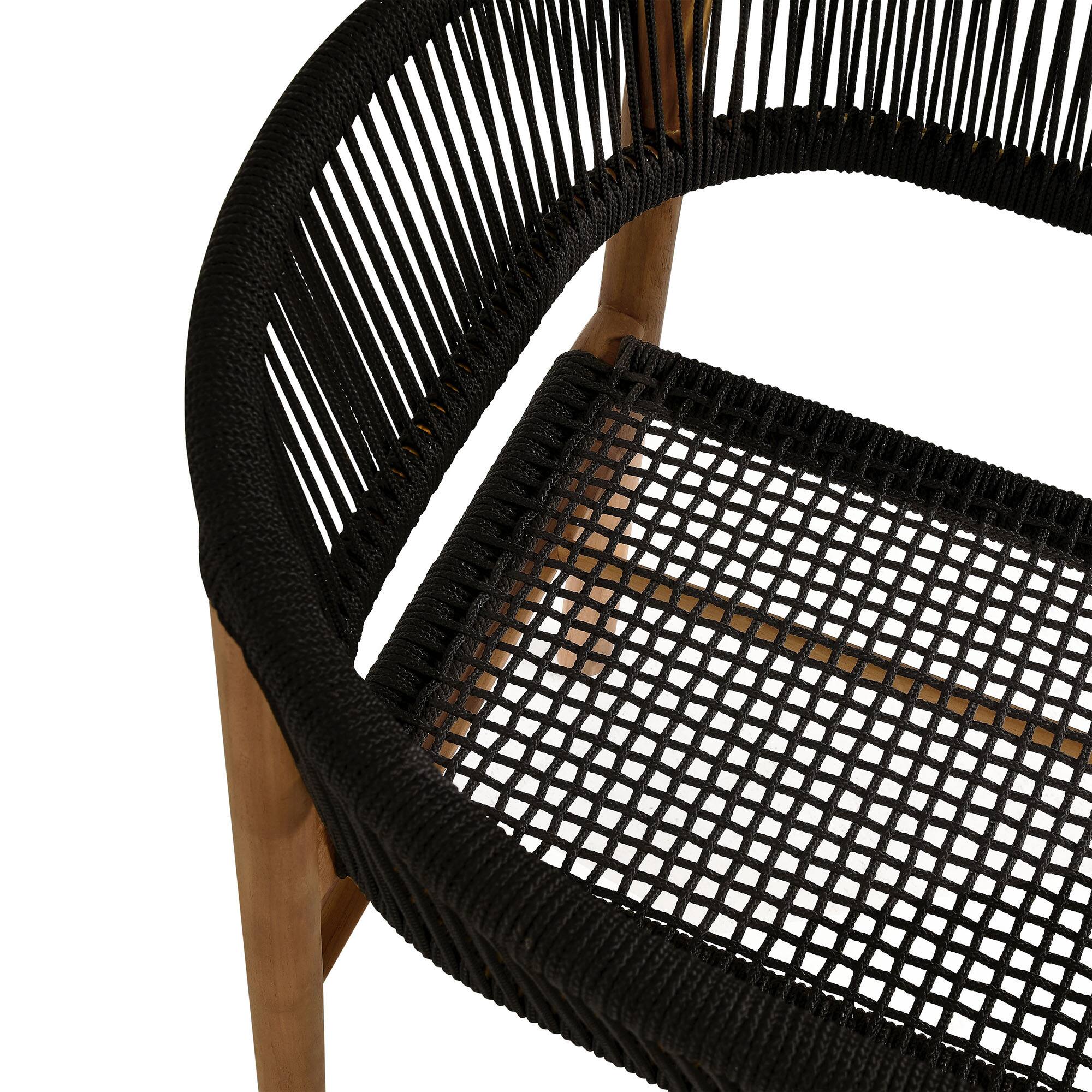 Alt View 7. Modway - Vienna Outdoor Patio Teak and Rope Curved-Back Dining Armchairs Set of 2 by Modway - Natural Black.