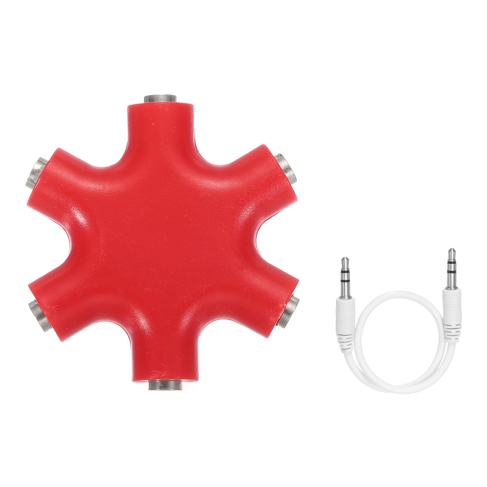 Unique Bargains - 3.5mm Headphone Splitter, 1 Male to 5 Female, with AUX Cable, 1pc - for Stereo Earphone/Headset - Red
