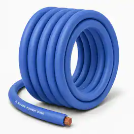 SoundBox - CW0-25BL, 1/0 Gauge CCA Battery Power / Ground Wire Roll - 25 Ft, Blue