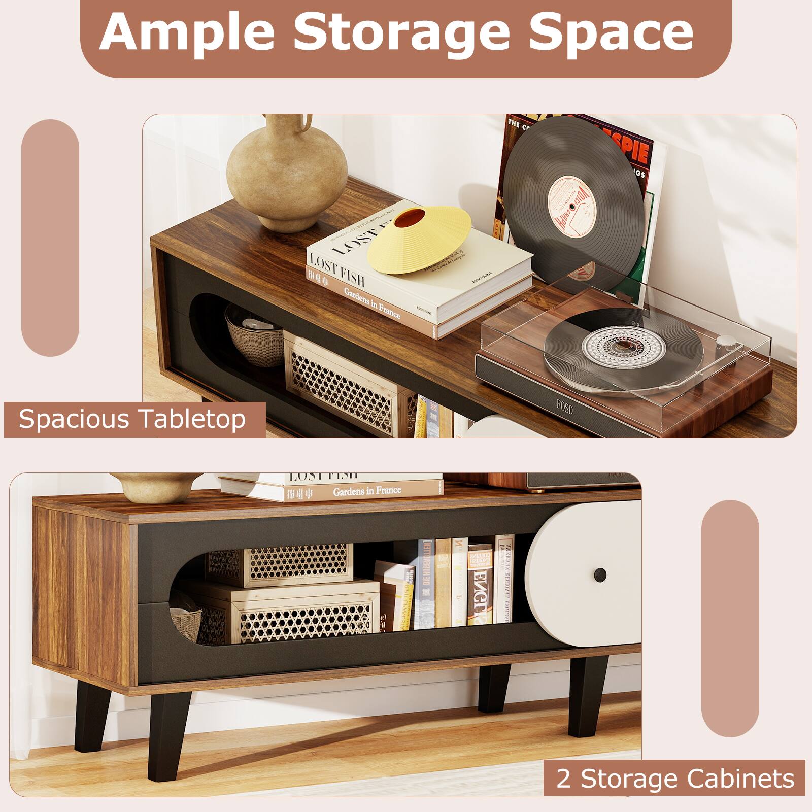 Ample Storage Space

Spacious Tabletop

2 Storage Cabinets