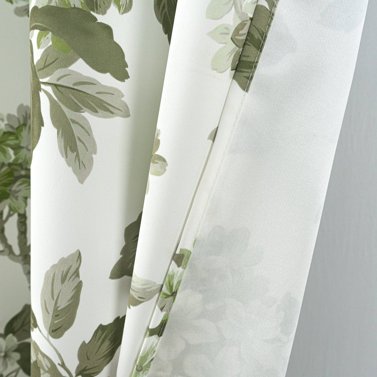 Alt View 1. Olivia Gray - Olivia Gray 100% Polyester 200 GSM Hydrangea Printed Blackout Grommet Curtain Panel 54" x 90" Green - Green.