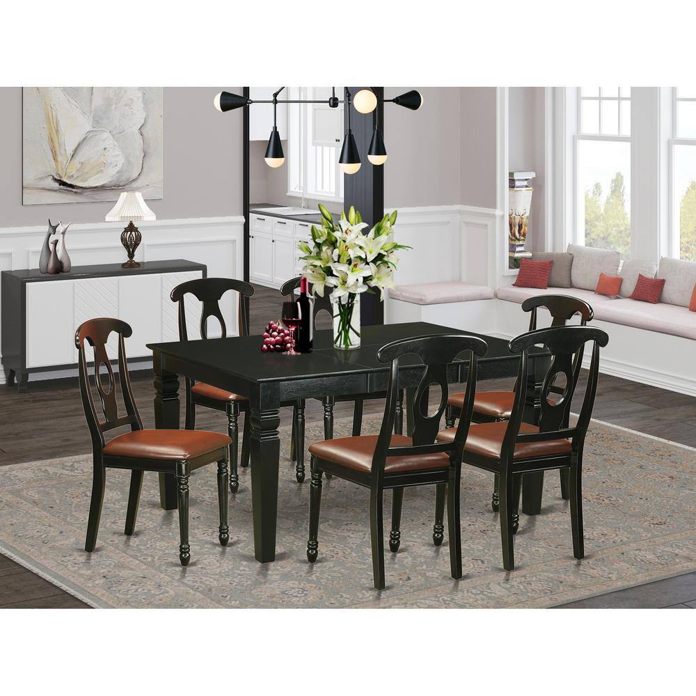 Back. East West Furniture - 7 Pc Table set for 6-Kitchen dinette Table and 6 Kitchen Dining Chairs - Black.