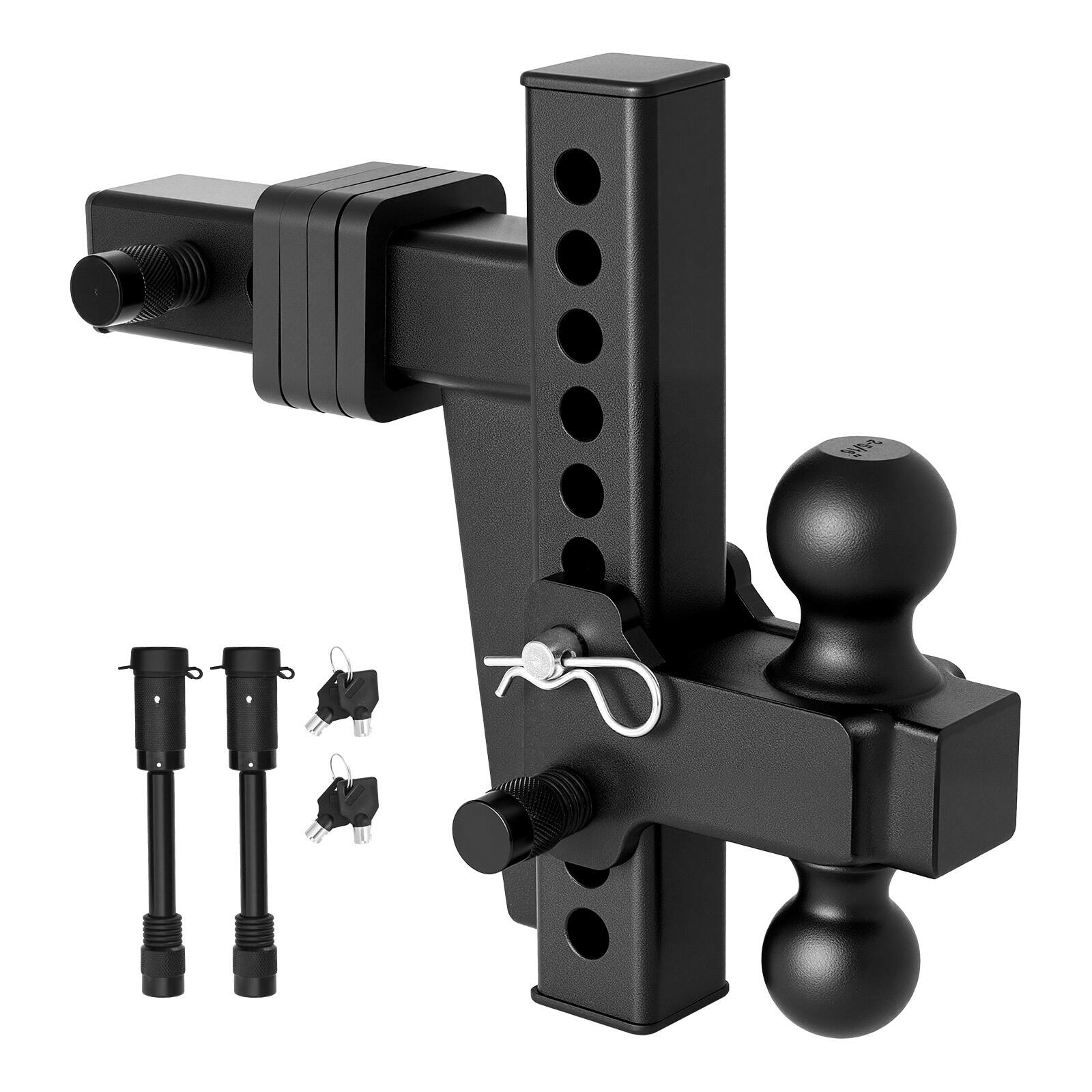 Alt View 5. VEVOR - Adjustable Trailer Hitch, Fit 2 Inch Receiver, Trailer Hitch Mount with 2 Inch & 2-5/16 Inch Balls, 18500 lbs GTW - Black.