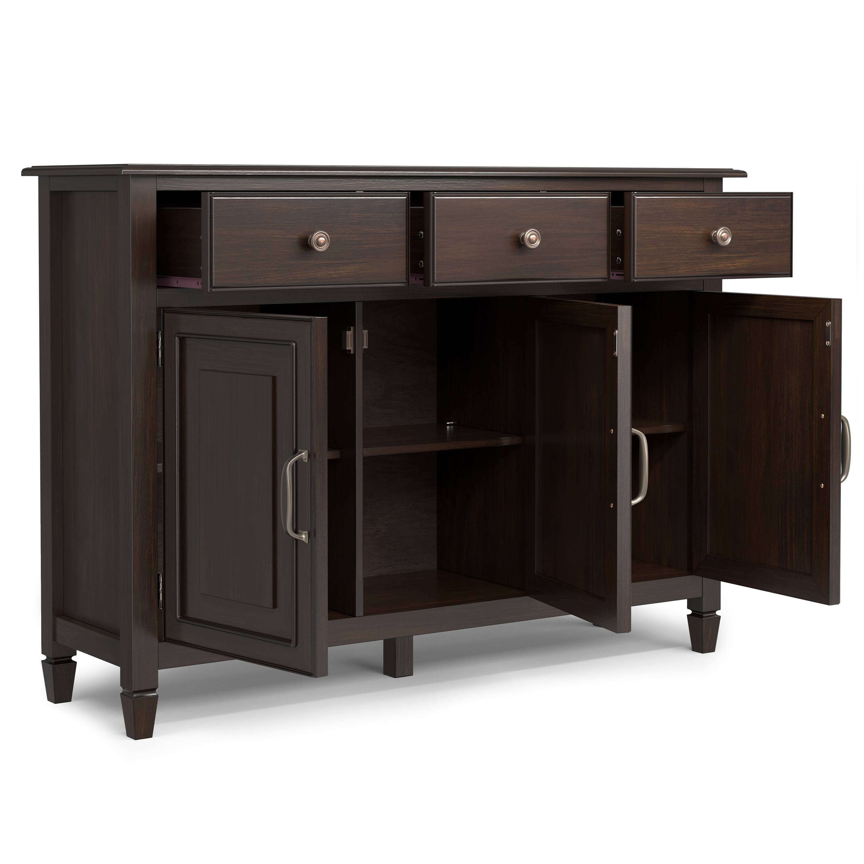 Back. Simpli Home - Connaught 51 inch Wide Solid Wood Traditional Entryway Storage Cabinet in Chestnut Brown - Chestnut Brown.
