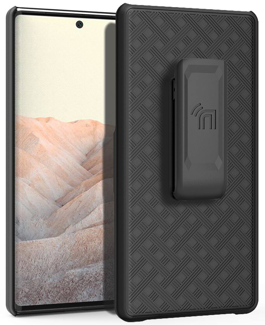 Alt View 3. Nakedcellphone - Case with Stand and Belt Clip Holster for Google Pixel 6 Pro - Black.
