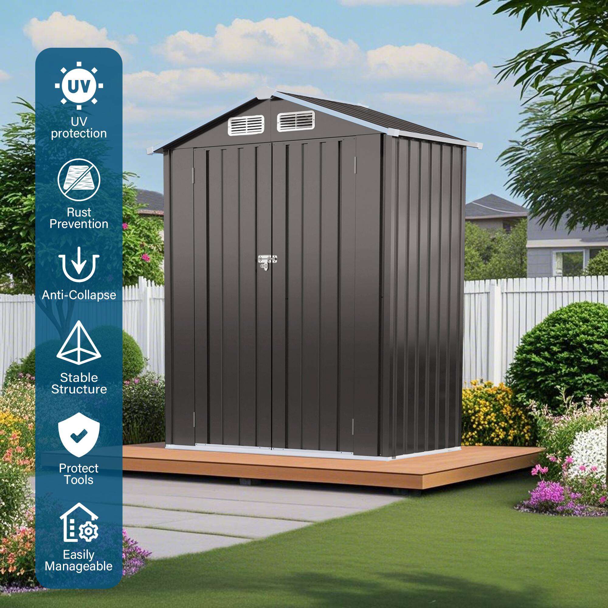 UV Protection  
Rust Prevention  
Anti-Collapse  
Stable Structure  
Protect Tools  
Easily Manageable
