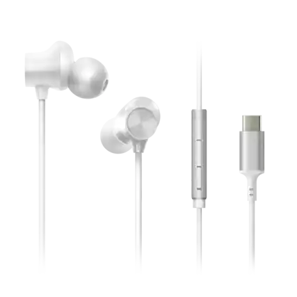 Front. Panasonic - ErgoFit In-Ear Earbud Headphones with Microphone, USB-C Compatible - White.