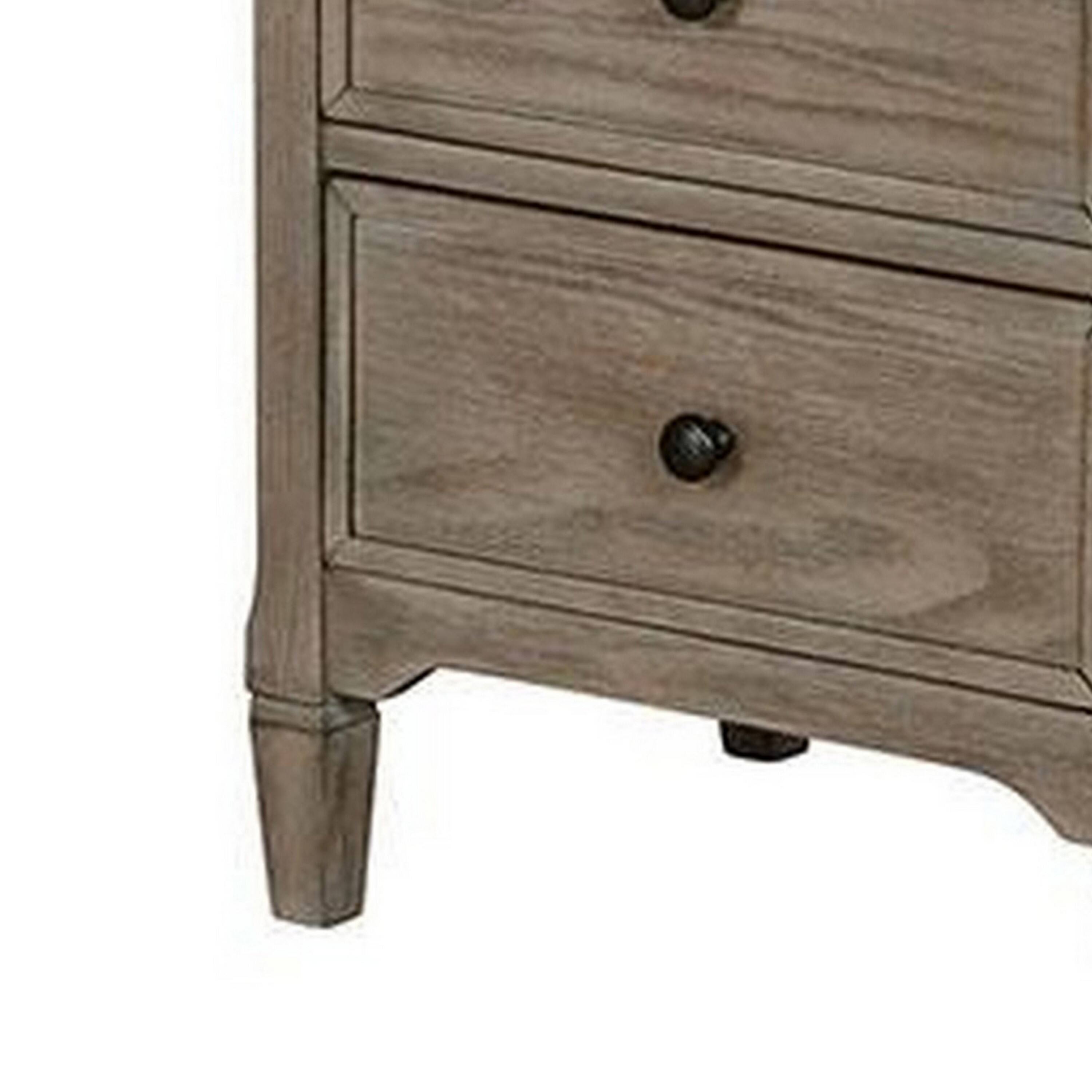 Alt View 2. Manhattan Lane - 2 Drawer Wooden Nightstand with Round Knobs - Gray.