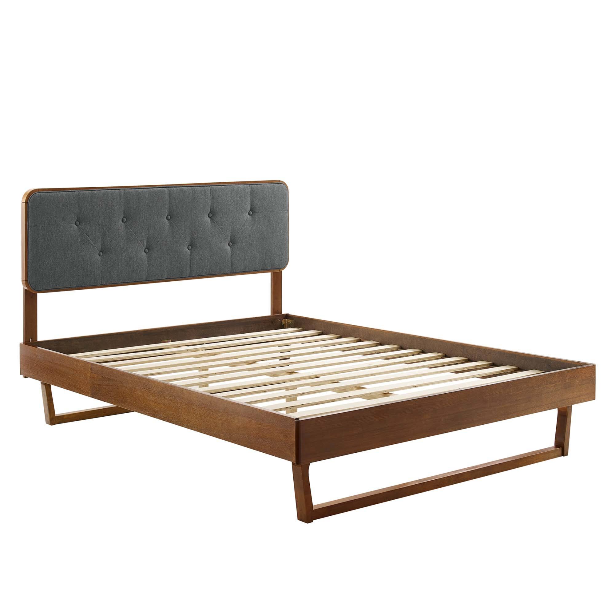 Alt View 7. Modway - Bridgette Wood Queen Platform Bed With Angular Frame - Brown.
