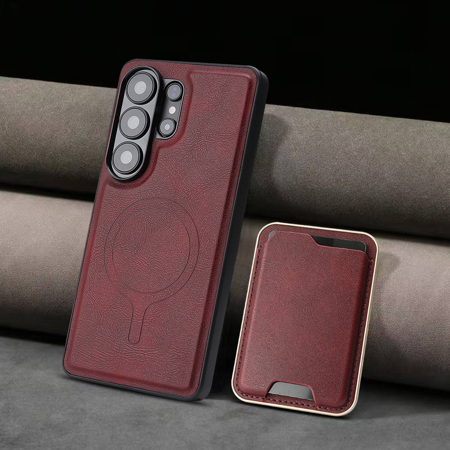 Alt View 4. Dteck - 2-in-1 Magnetic Detachable Wallet Case for Samsung Galaxy S26 Ultra, Shockproof PU Leather Phone Cover with Card Holder - Winered.