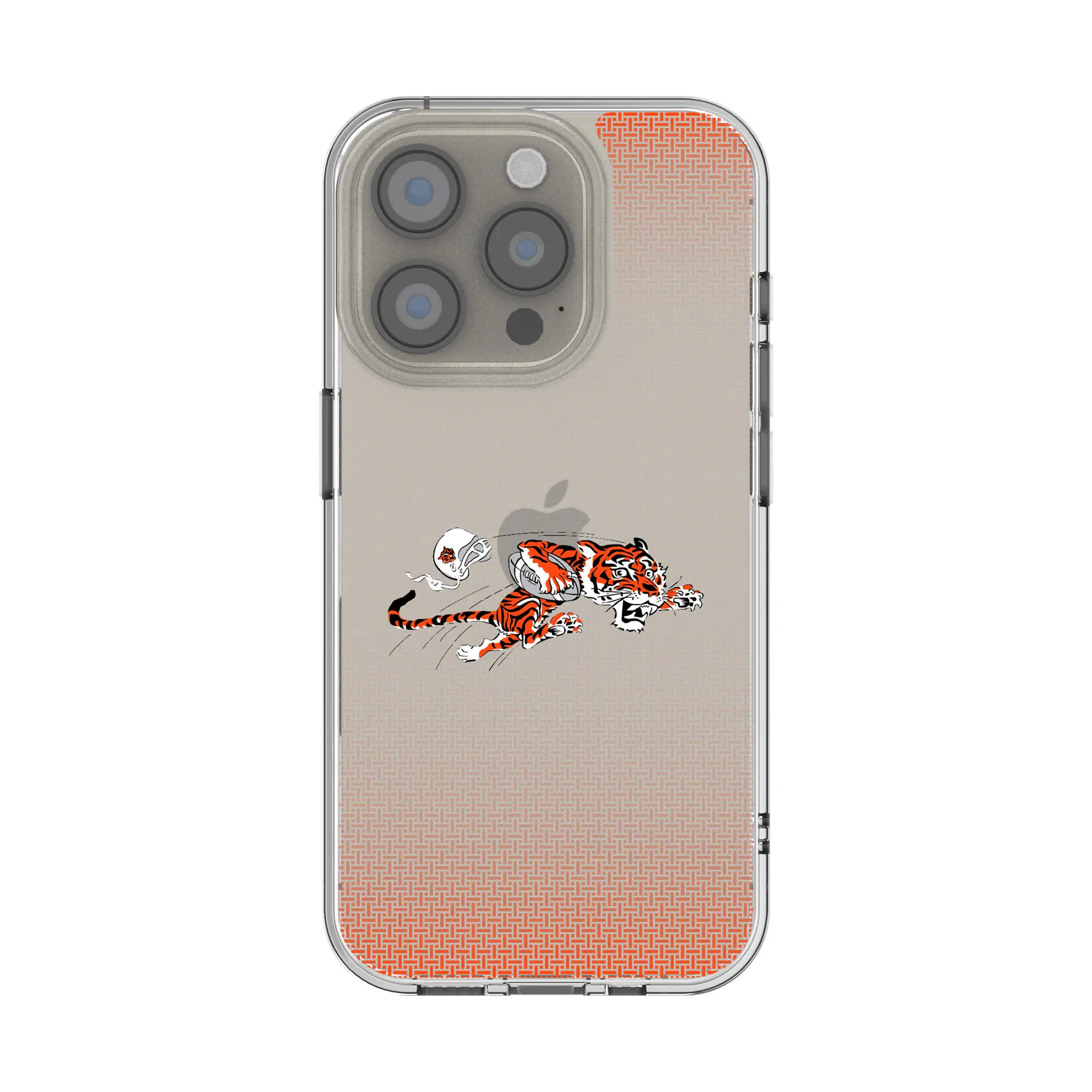 Front. Keyscaper - Cincinnati Bengals Linen Logo iPhone Clear Case - 16 Pro Max - Multicolor.