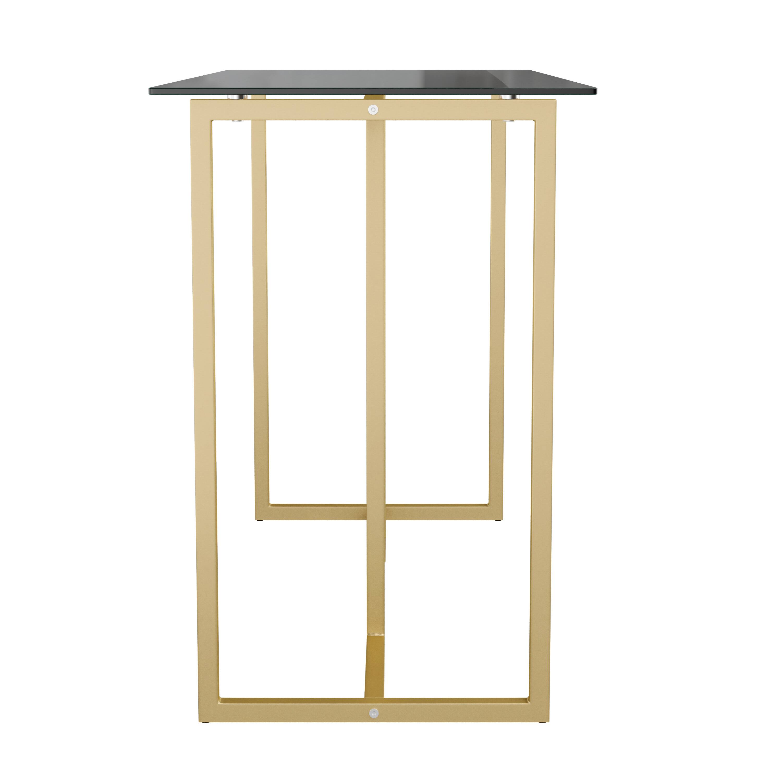 Alt View 18. Martha Stewart - Eli Tempered Glass Top Office Desk - Clear Top/Polished Brass Frame.