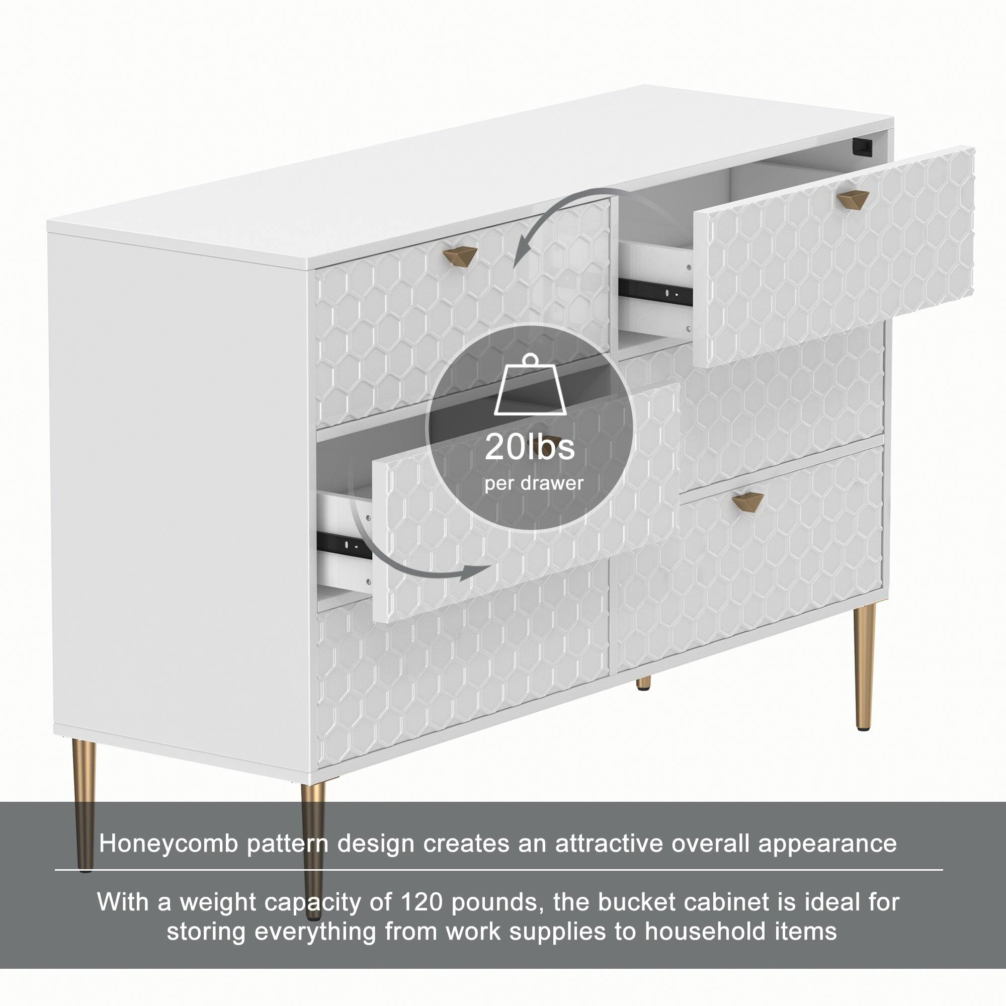 20lbs per drawer

Honeycomb pattern design creates an attractive overall appearance

With a weight capacity of 120 pounds, the bucket cabinet is ideal for storing everything from work supplies to household items
