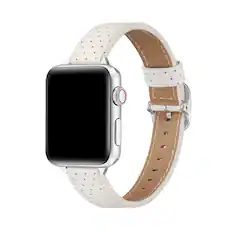 Front. Posh Tech - Carmen Perforated Leather Band for Apple Watch - Off White.