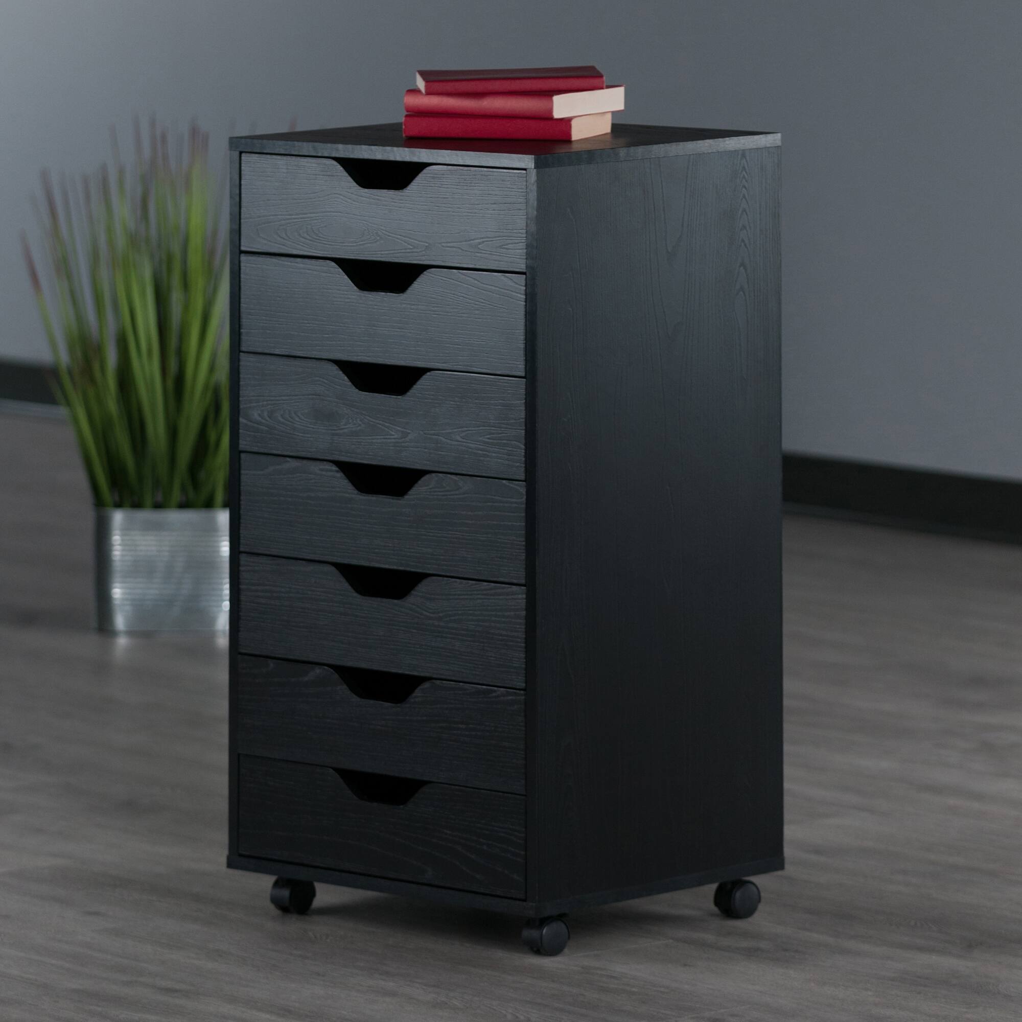 Alt View 8. Winsome Wood - Halifax 7-Drawer Mobile Cabinet - Black.