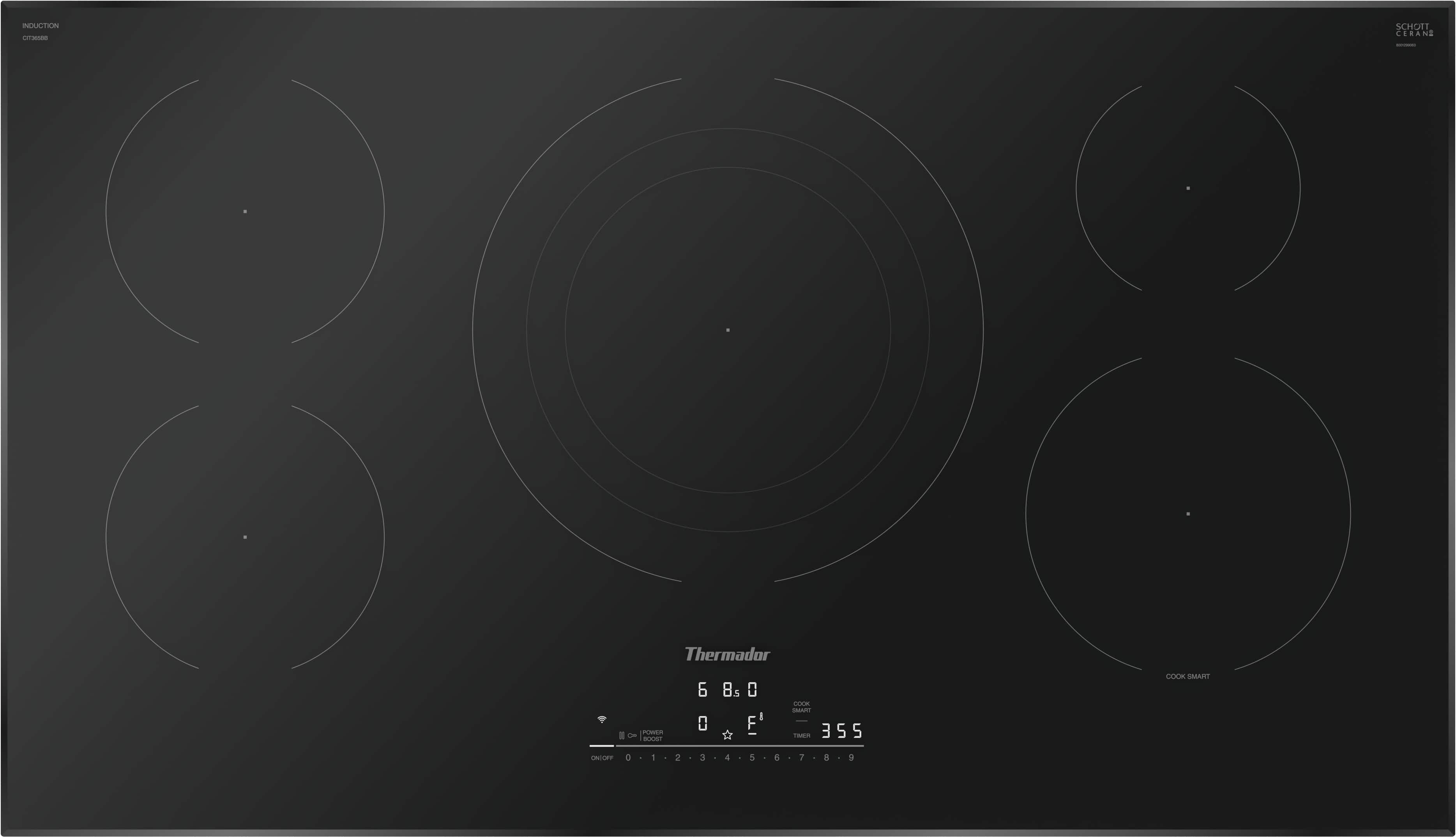 Thermador - Masterpiece Series 36" Built-In Electric Induction Cooktop with 5 Elements and Wifi - Black - Front_Zoom