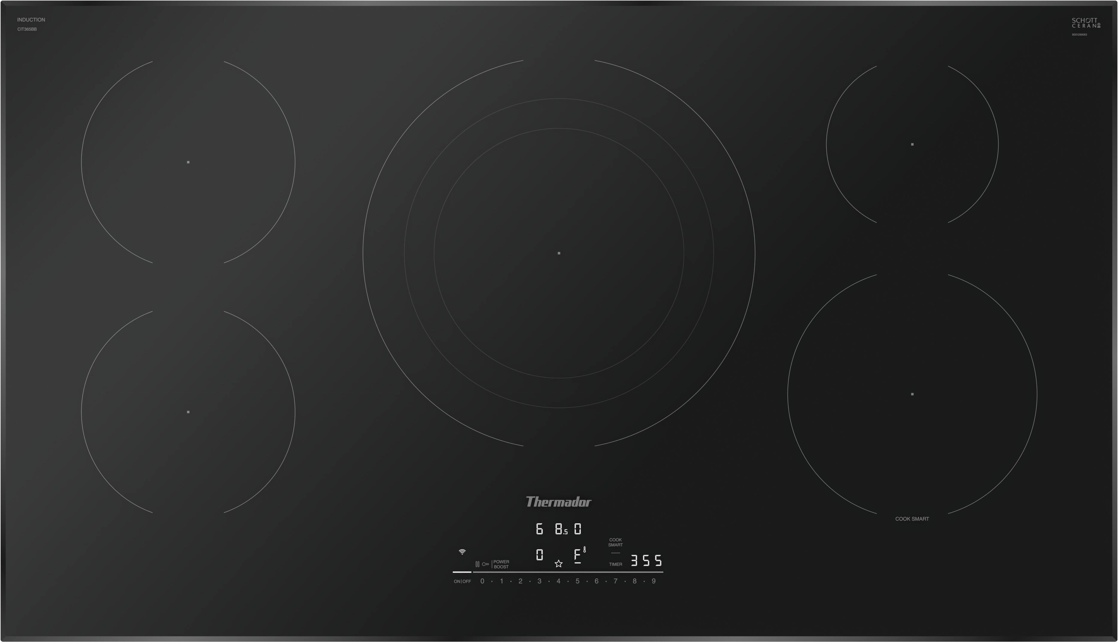 Thermador - Masterpiece Series 36" Built-In Electric Induction Cooktop with 5 Elements and Wifi - Black