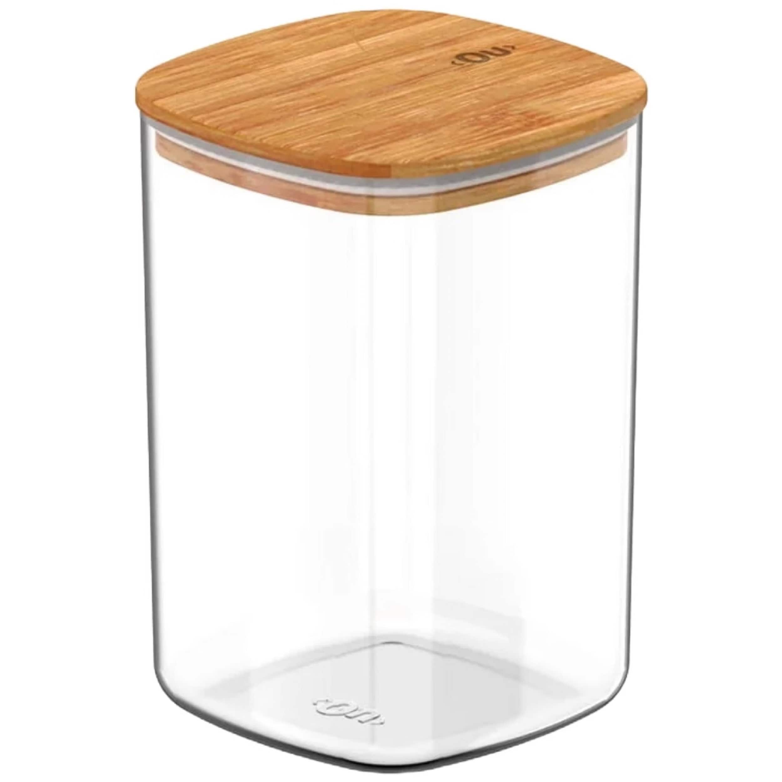 OU - Airtight Food Storage Container w Bamboo Lid 4.2cup, Plastic Food Storage Container - Clear