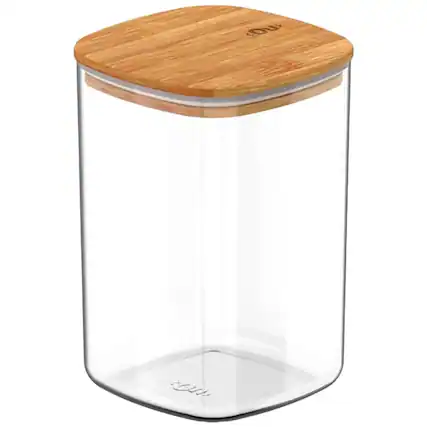 Front. OU - OU Airtight Food Storage Container w Bamboo Lid 4.2cup, Plastic Food Storage Container - Clear.