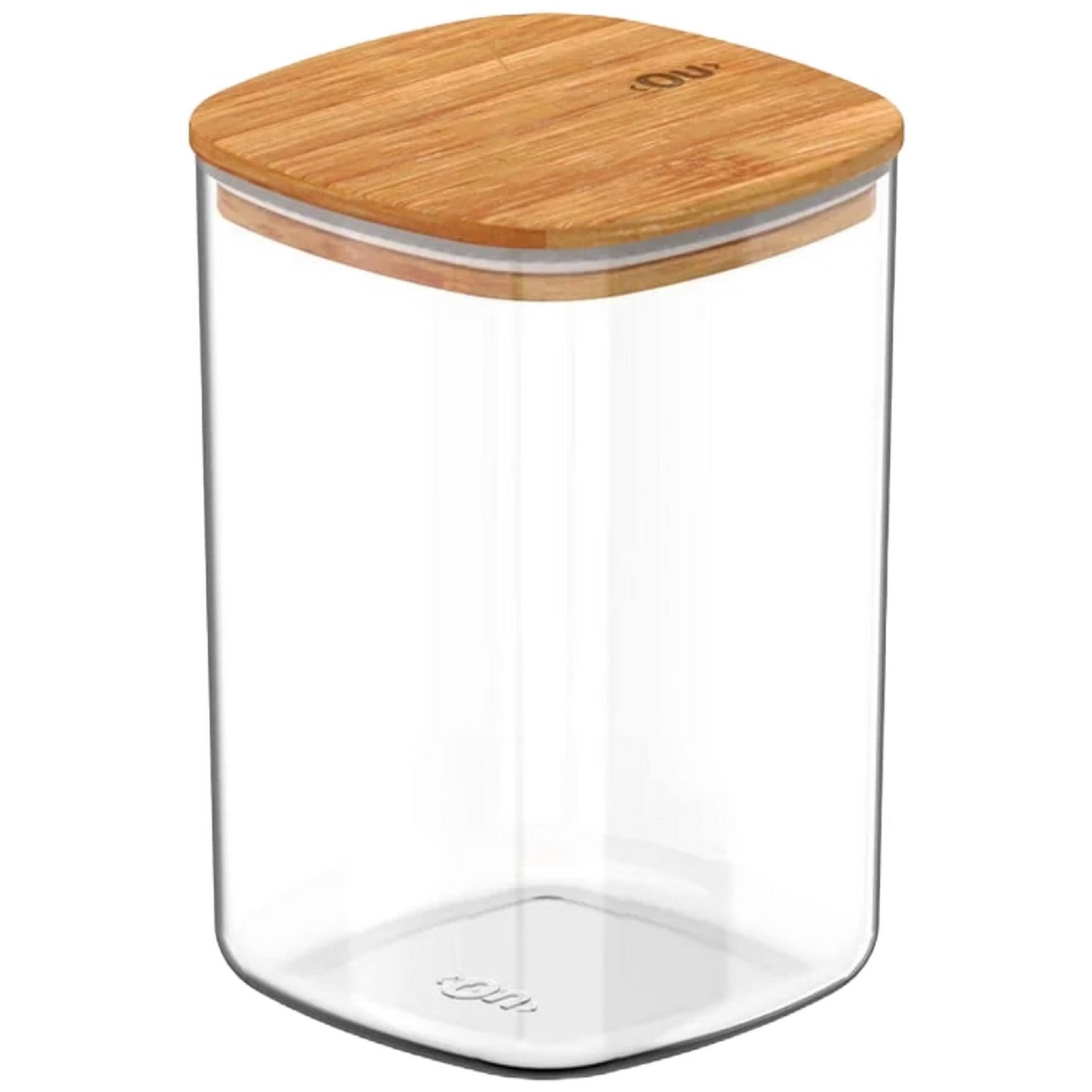 Front. OU - OU Airtight Food Storage Container w Bamboo Lid 4.2cup, Plastic Food Storage Container - Clear.