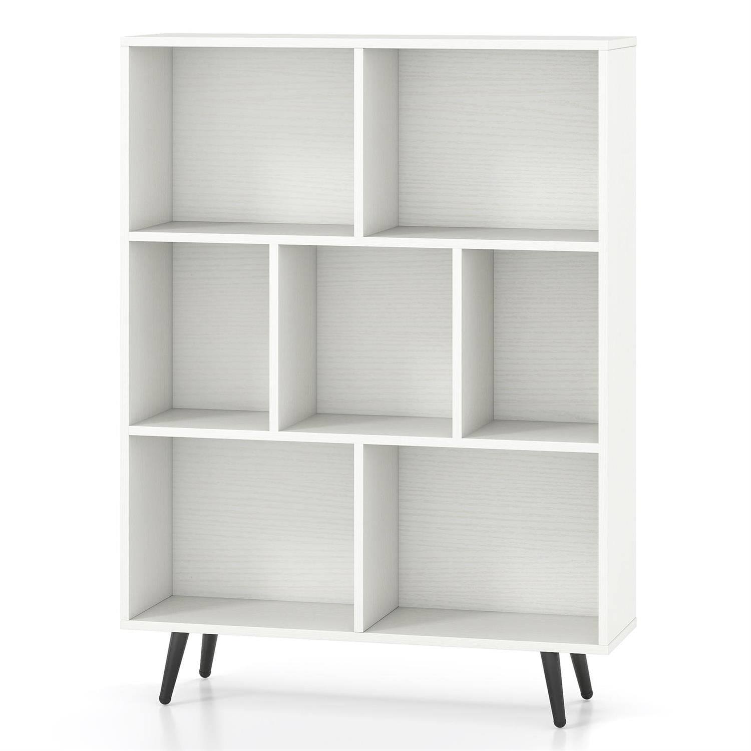 Alt View 2. Pefilos - 7-Cube Bookcase - 5 Tapered Metal Legs Anti-Tip, Durable Multi-Purpose Storage - White.