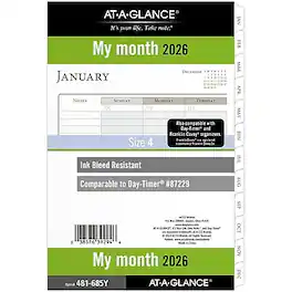 AT-A-GLANCE - 2026 8.5" x 5.5" Monthly Planner Refill Pages - White/Brown