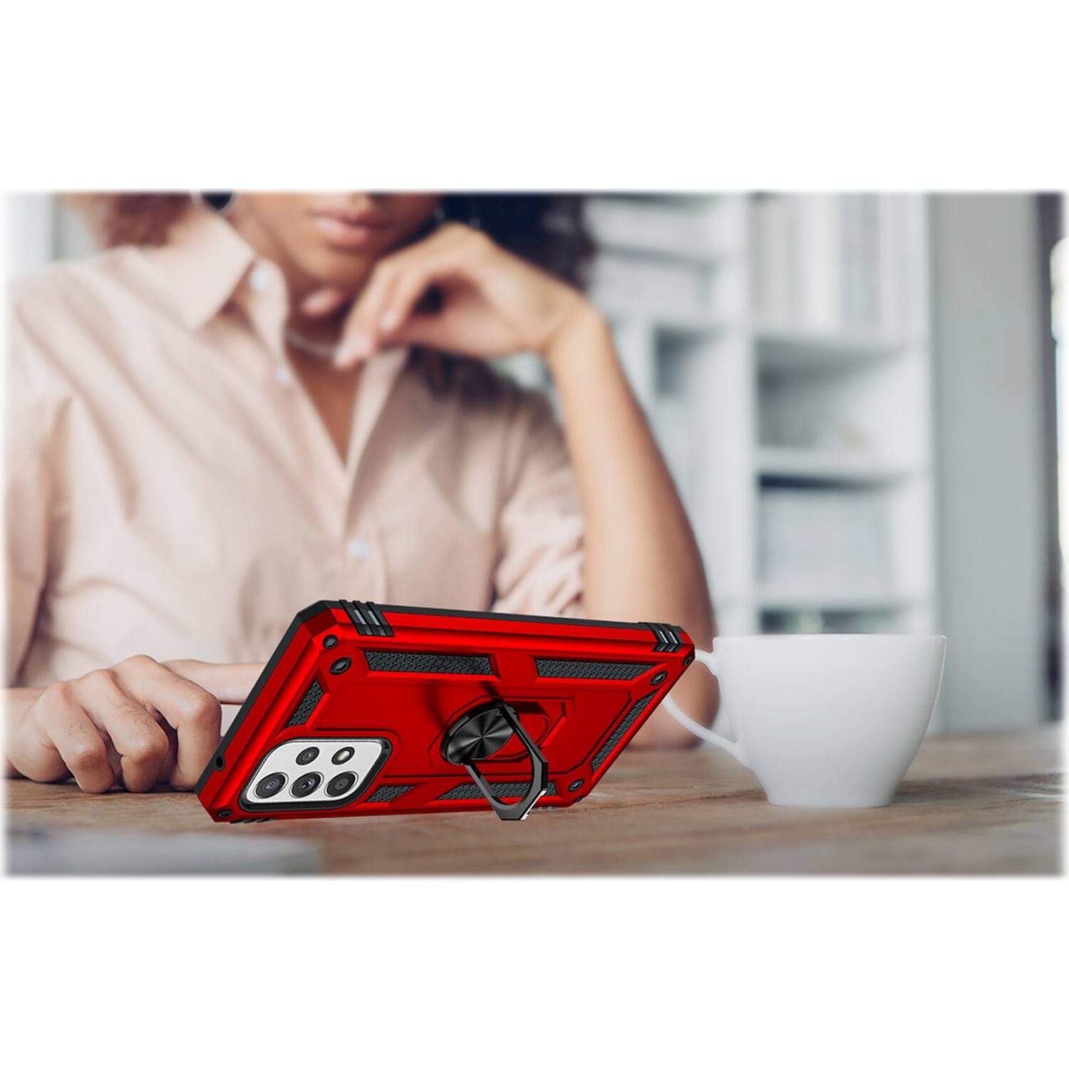 Alt View 14. SaharaCase - Military Kickstand Case for Samsung Galaxy A53 5G - Red.