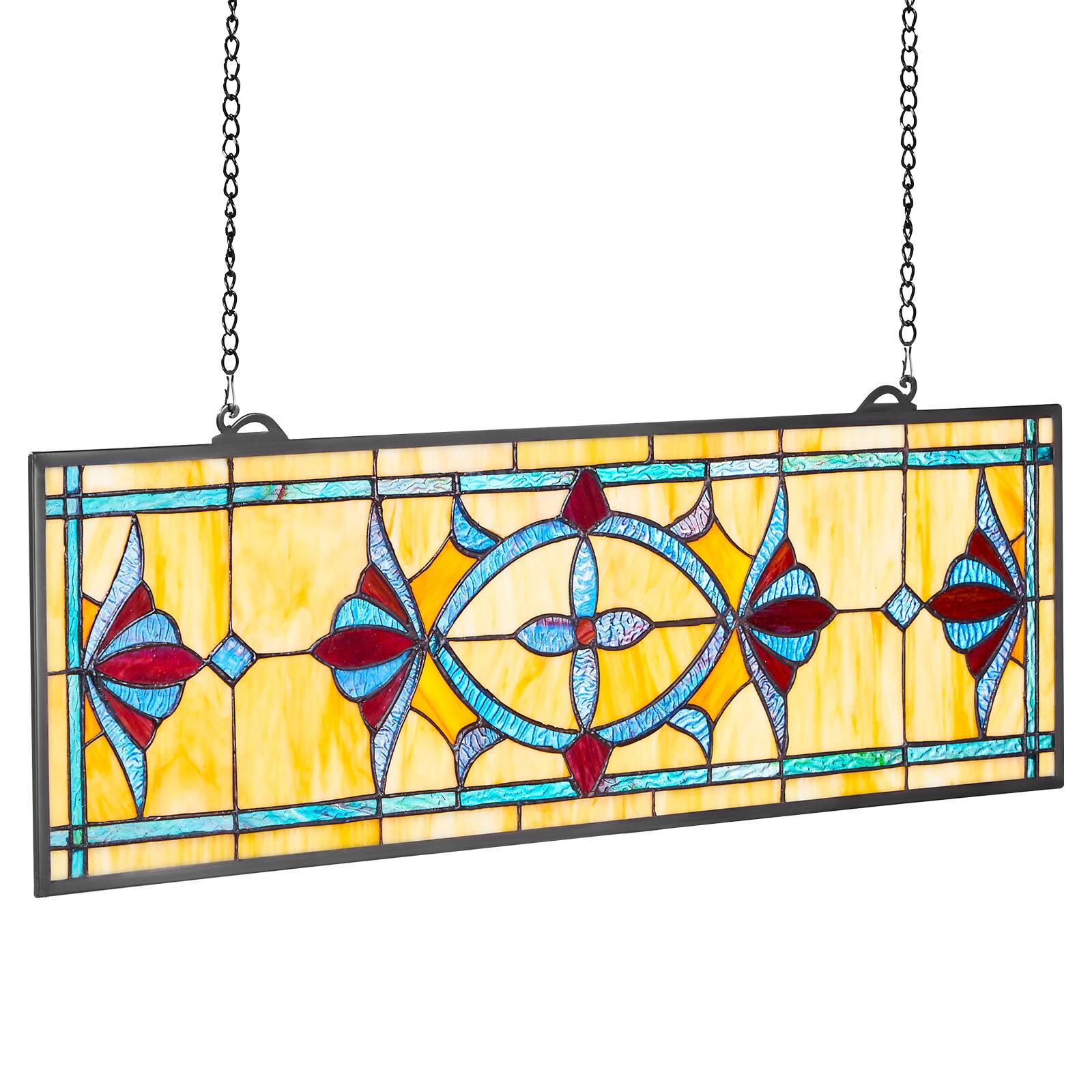 Alt View 5. VEVOR - Stained Glass Window Panel, 32 x 10 in, Tiffany Style Hanging Transom Window Panel with Chain - Multicolor.
