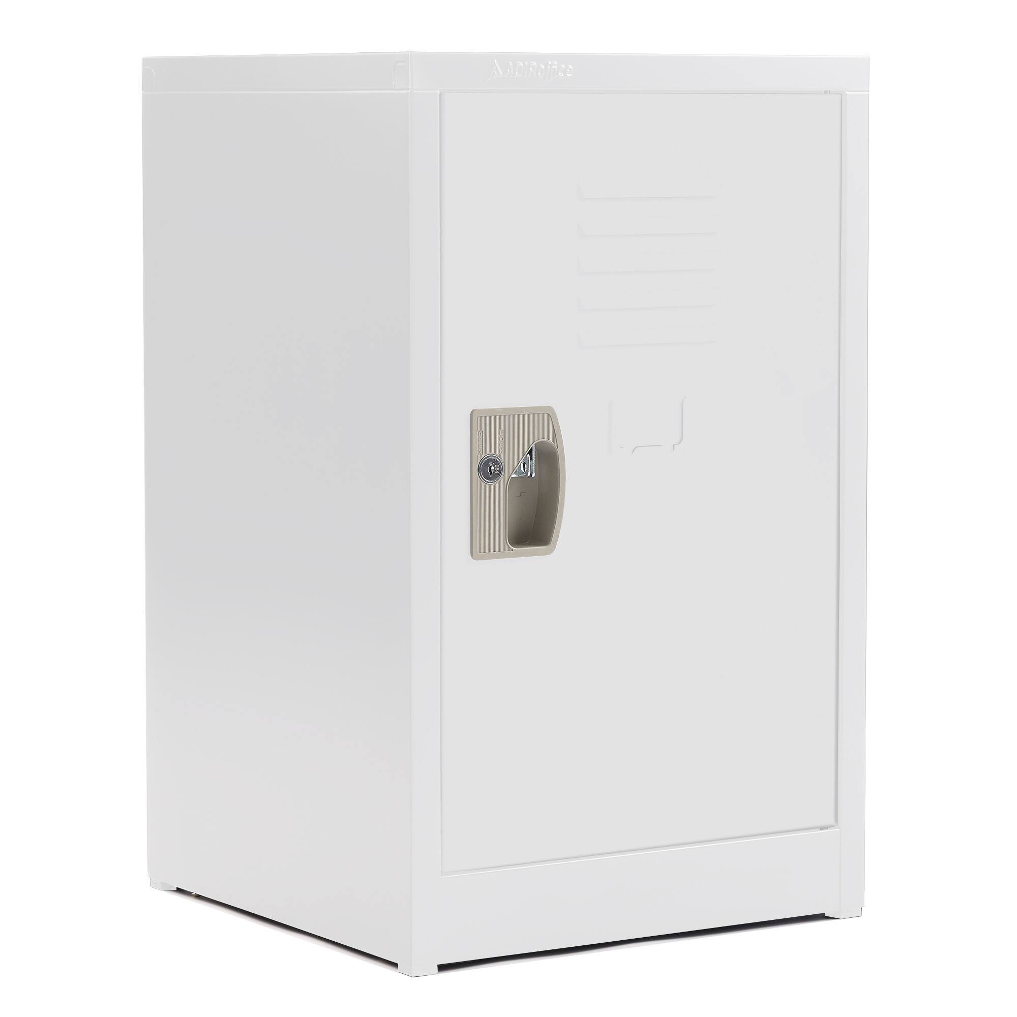 Angle. AdirOffice - Storage Locker 629-Series 24" H 1-Tier Steel Locker with Key Lock - White.