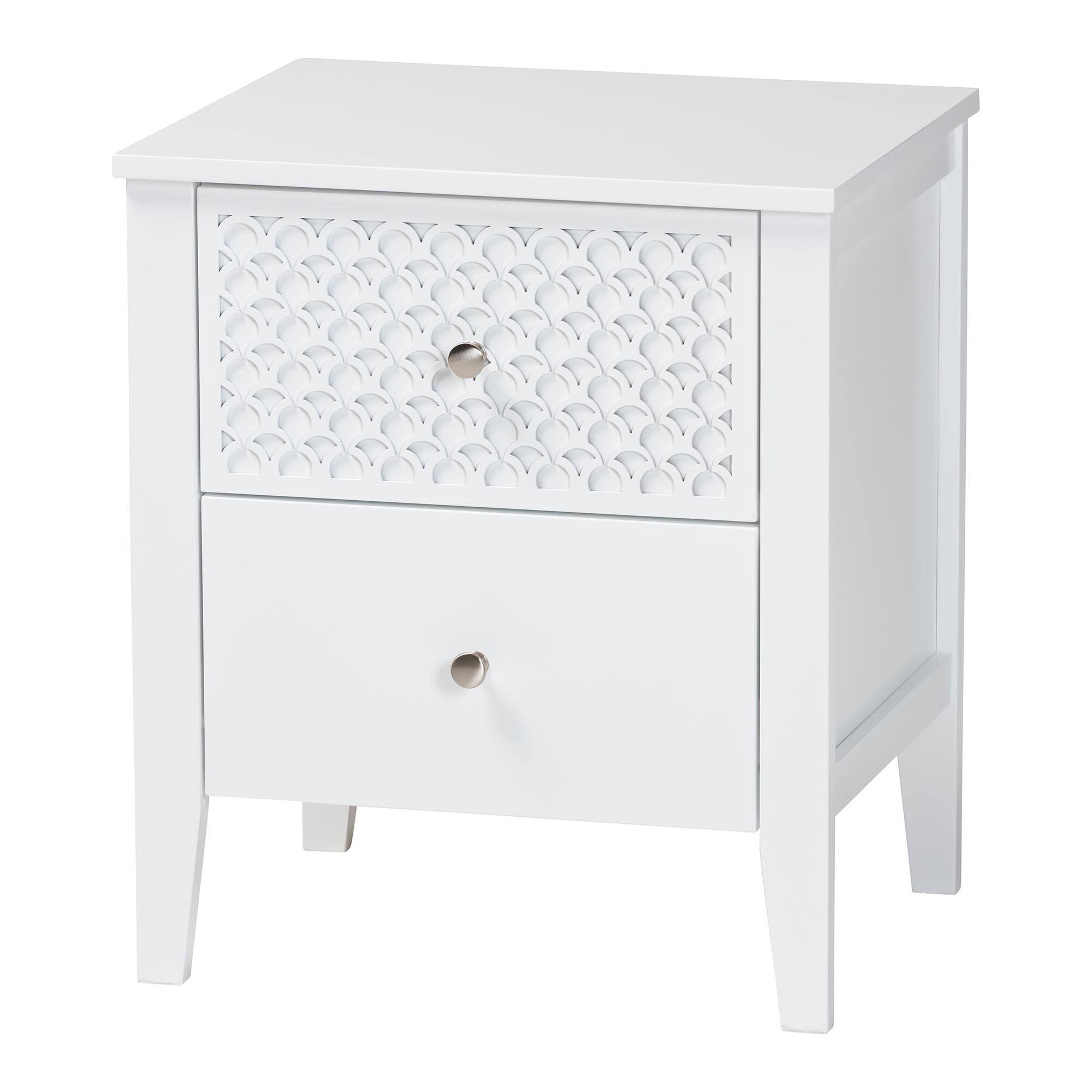 Back. Baxton Studio - Lara Twin 4-Piece Bedroom Set - Modern Wood Bed Frame with Matching Nightstands and Dresser - White.
