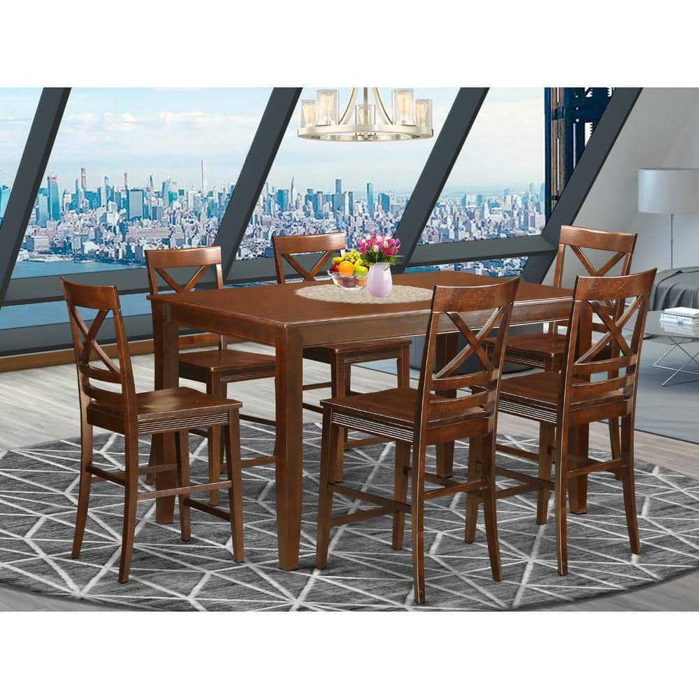 East West Furniture - 7 Pc Dining counter height set - high top Table and 6 Kitchen bar stool - Mahogany price history on PriceWatchPro