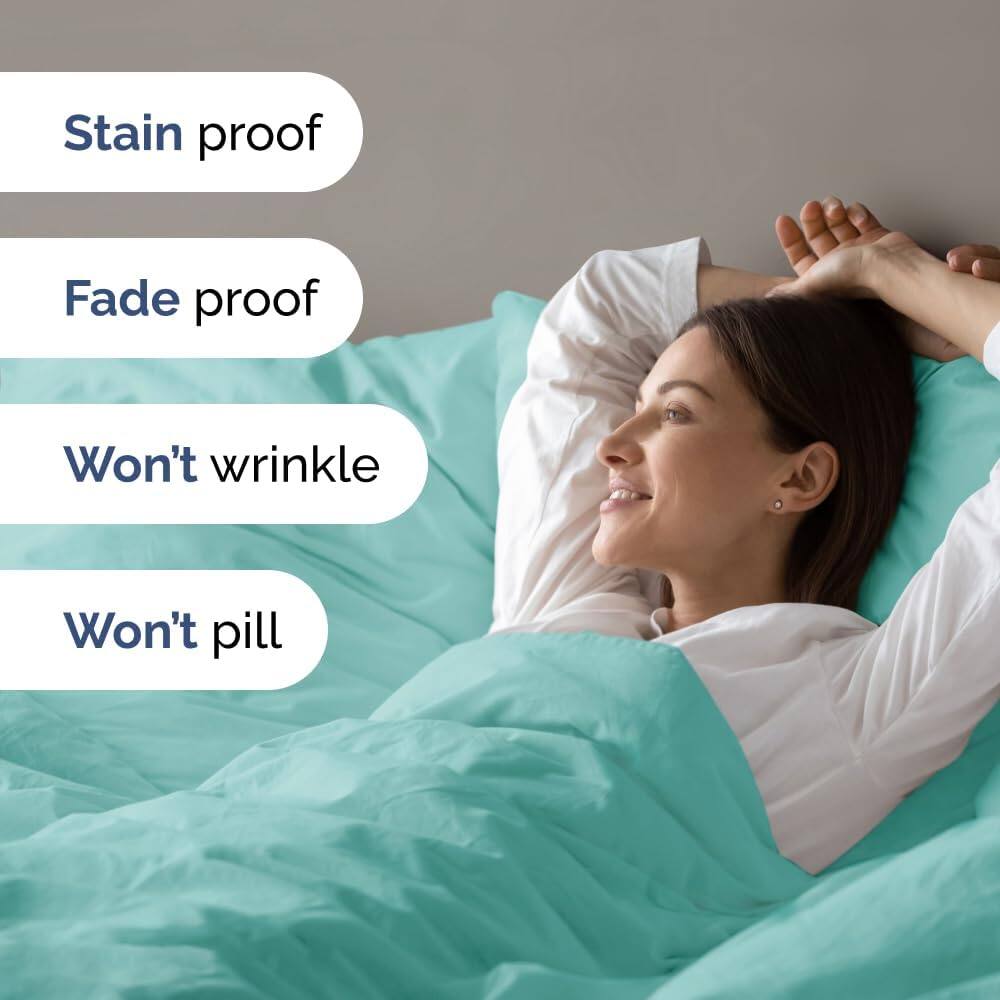 Stain proof  
Fade proof  
Won't wrinkle  
Won't pill