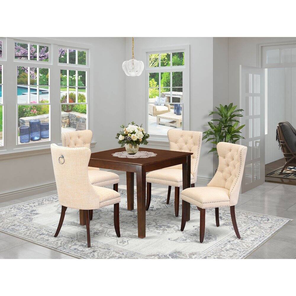Alt View 7. East West Furniture - 5 Piece Kitchen Table & Chairs Set Contains a Square Modern Dining Table - Mahogany.