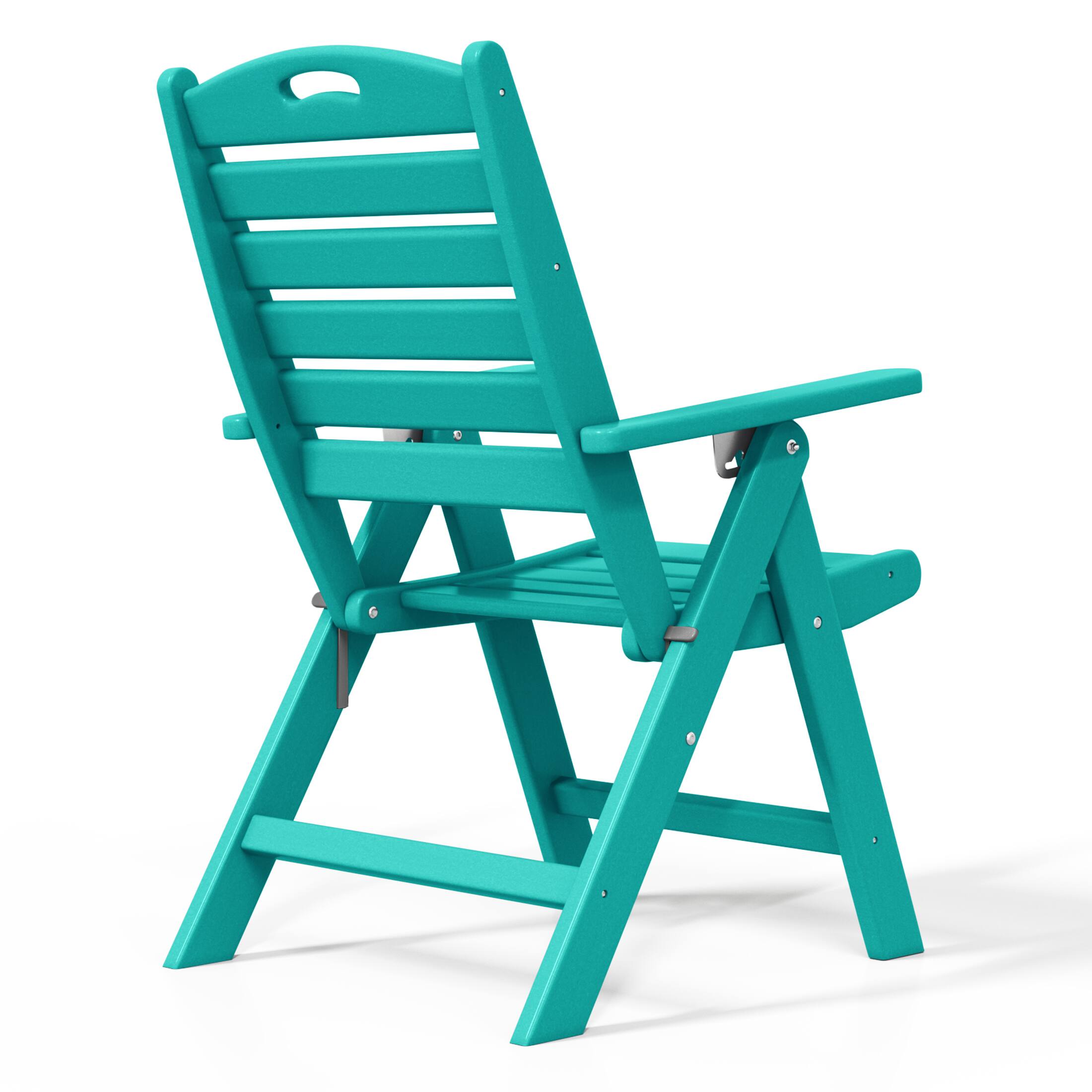 Alt View 1. WestinTrends - WestinTrends Azura HDPE Adjustable Highback Folding Outdoor Patio Dining Chairs Set of 2 - Turquoise.